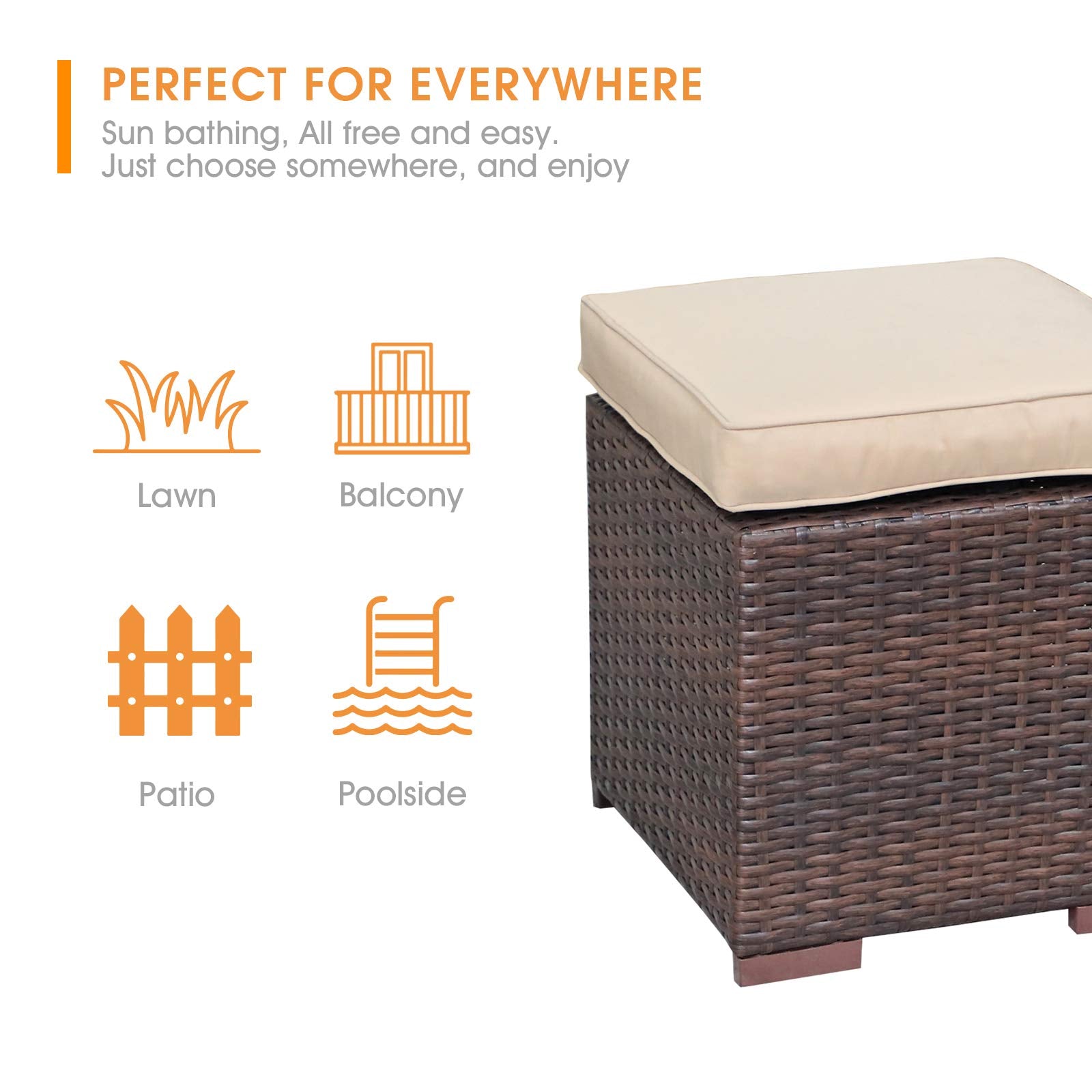 Outdoor Patio Ottoman Set (Set of 2)
