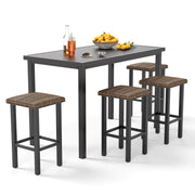 Outdoor Bar Height Dining Set with Wicker Stools
