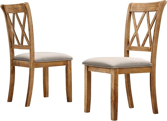 Upholstered Cross-Back Dining Chairs, Set of 2