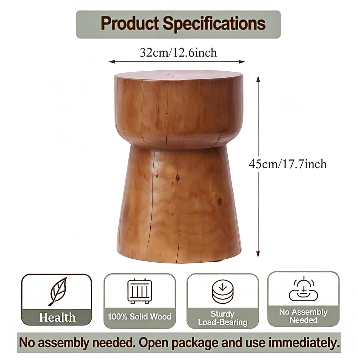 Solid Wood Hourglass Side Table