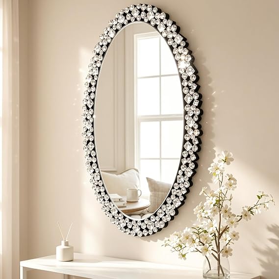 Round Crystal Wall Mirror