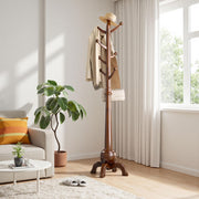 Freestanding Wooden Coat Rack with 8 Hooks