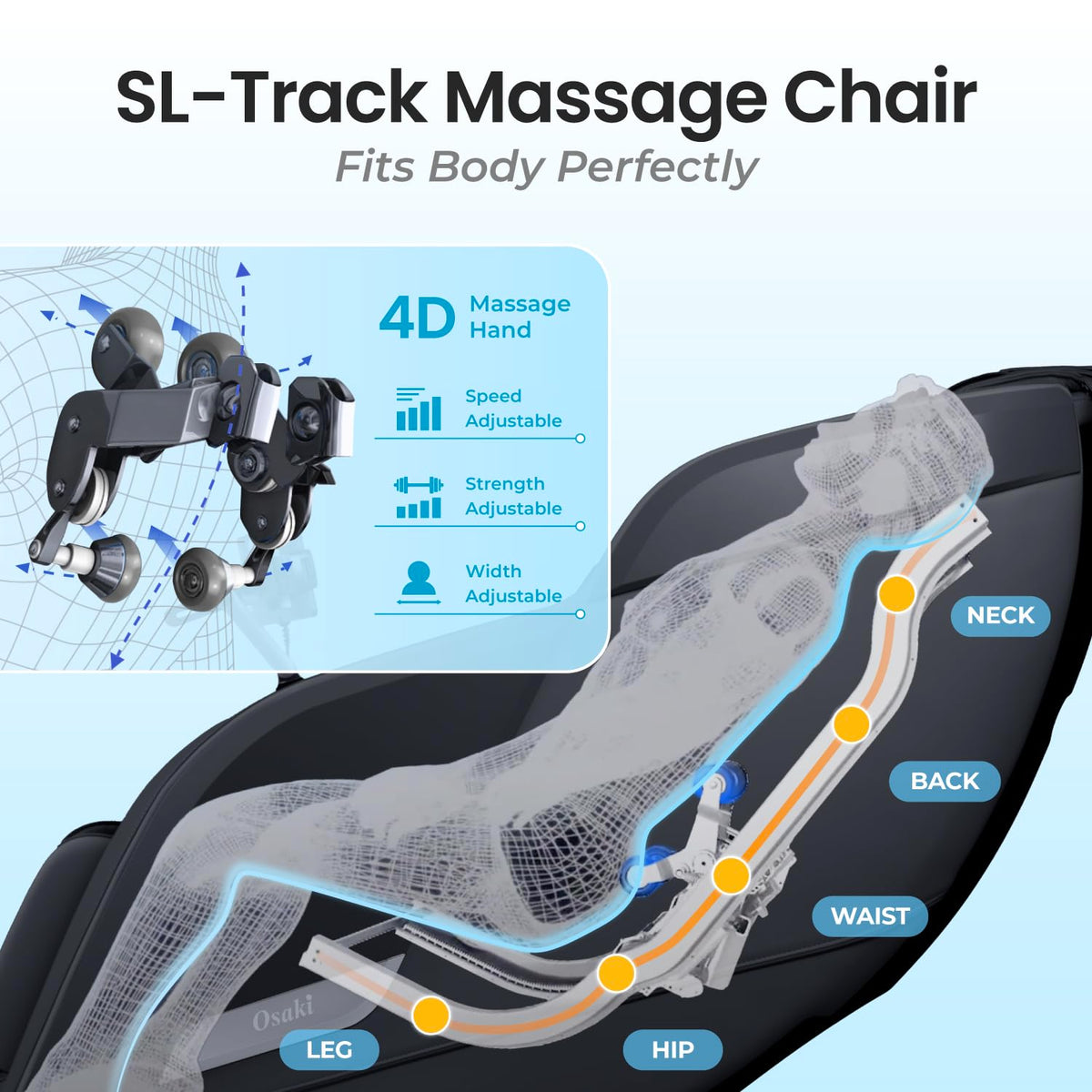 Black 4D Zero Gravity Massage Chair