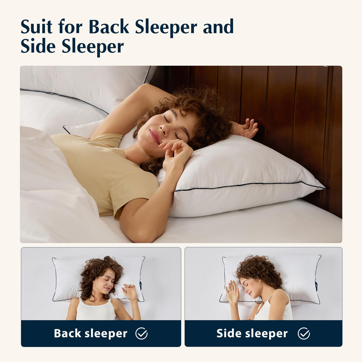 Pacific Coast Premium Goose Feather & Down Bed Pillows Standard Size 2-Pack, Hotel Quality Collection, Medium-Firm Pillow for Side & Back Sleepers
