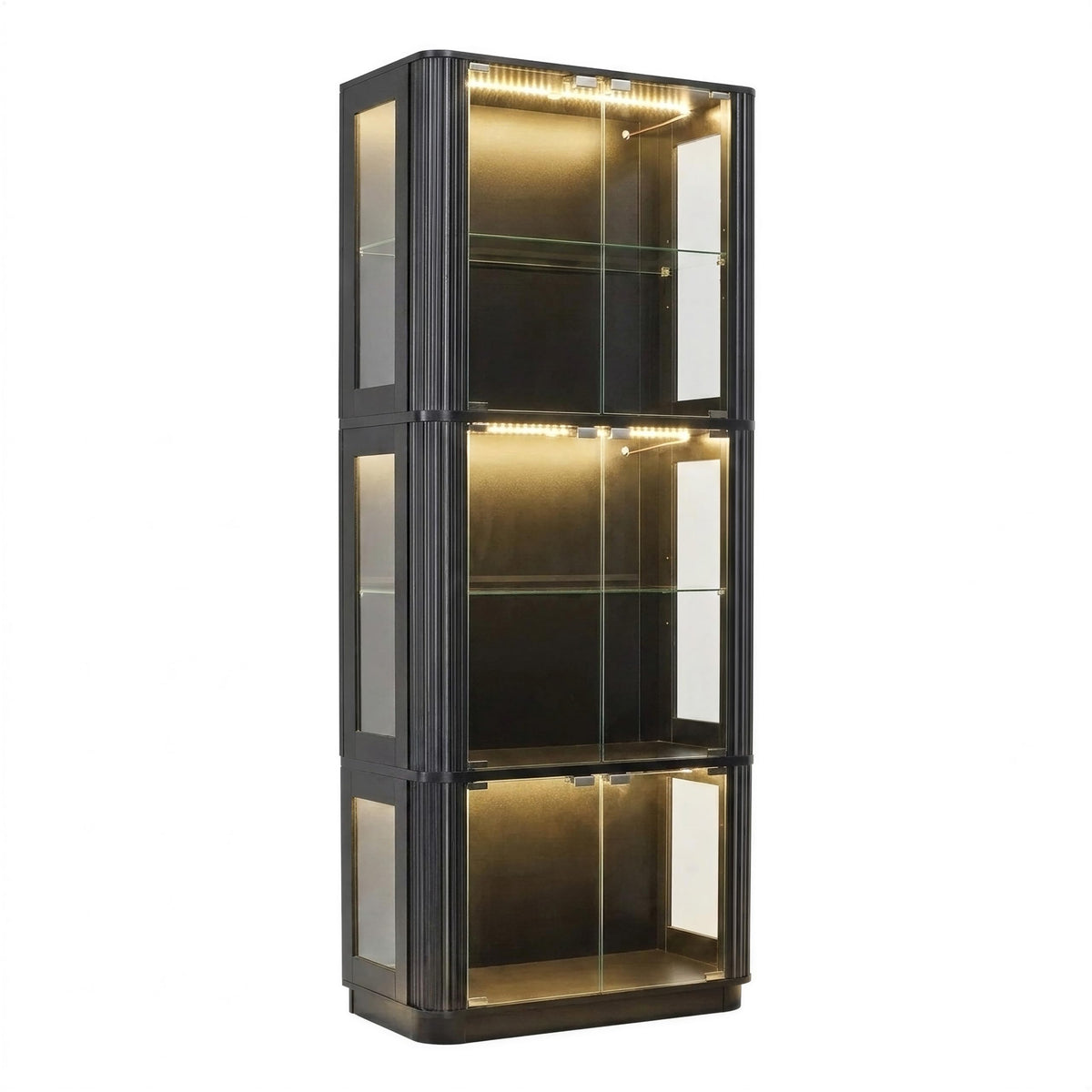 Arched Glass Display Cabinet with LED Lights