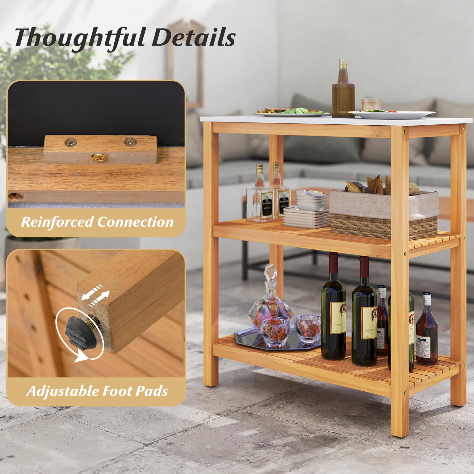 New Classic Furniture Gia Counter Table with Two Dining Chairs and Storage Shelf, 30-Inch, Cherry Brown