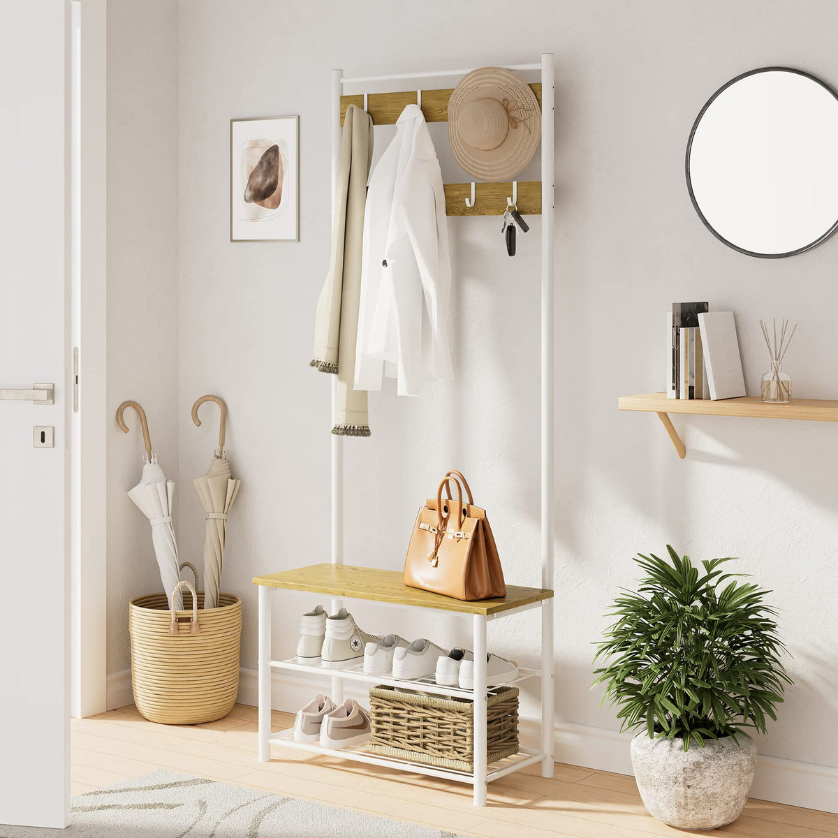 Hall Tree with Bench and Shoe Storage
