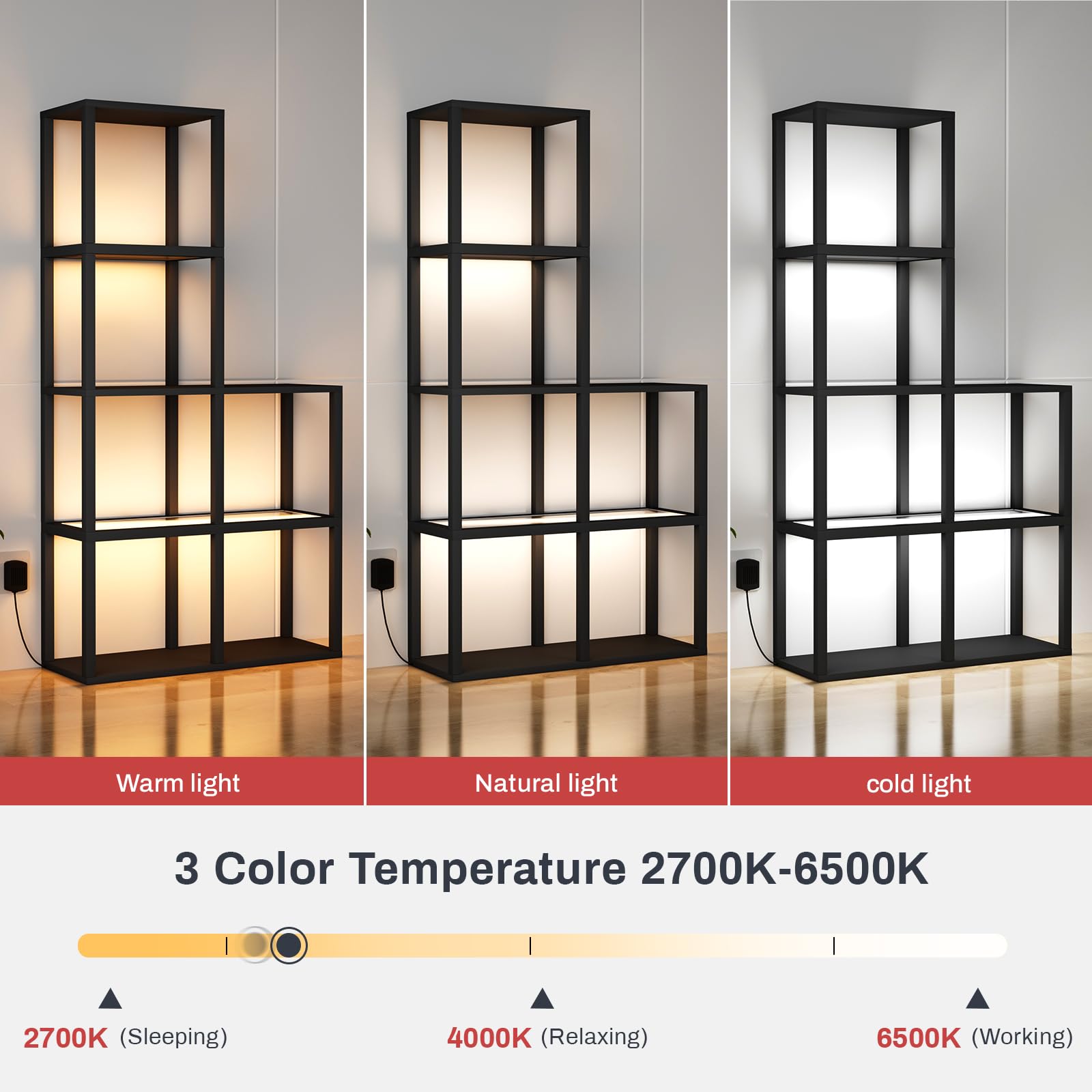 5-Tier Corner Display Shelf with LED Light