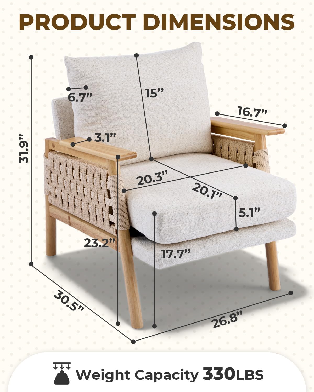 Beige Woven Rope Accent Chair