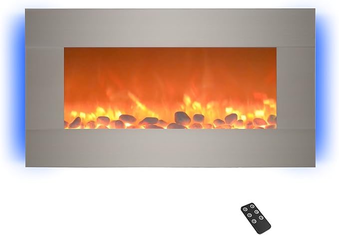 Wall-Mounted Electric Fireplace with 13 Backlight Colors