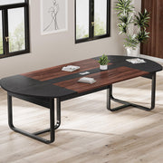 8FT Oval Conference Table – Walnut & Black