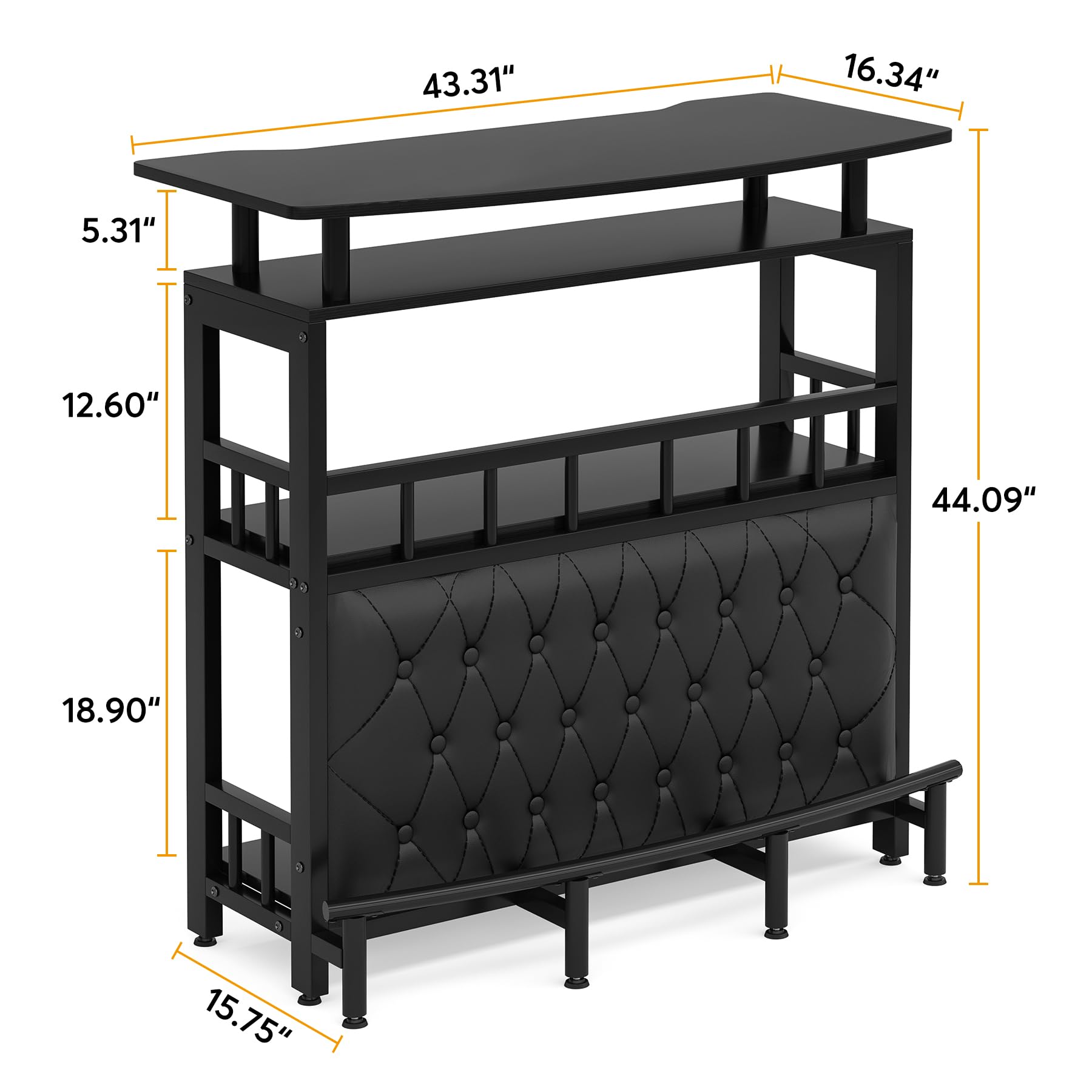 44-Inch Bar Height Table with Storage
