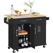 Rolling Kitchen Island Cart with Drop Leaf