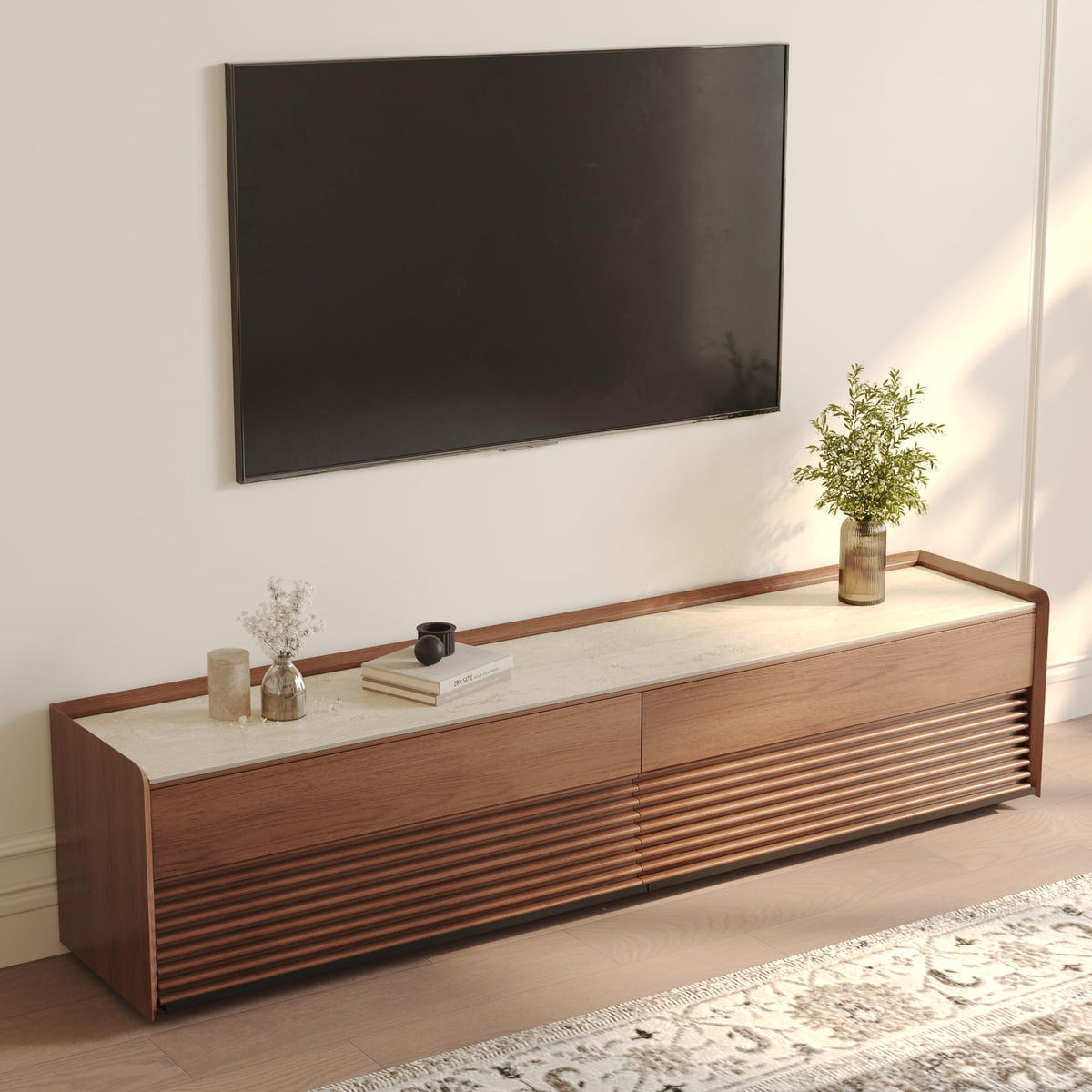 Wood TV Stand with LED Lighting