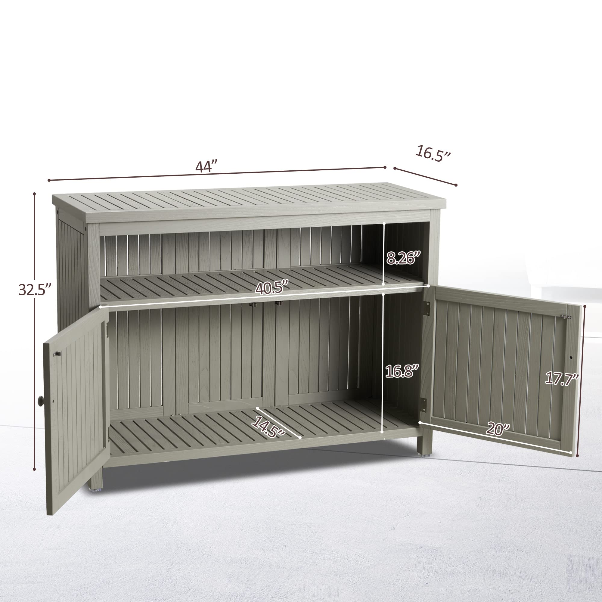 AHB Outdoor Console Sideboards Buffet Cabinet, Solid Wood Storage Cabinet TV Stand,Furniture for Patio Entryway Deck(Grey)