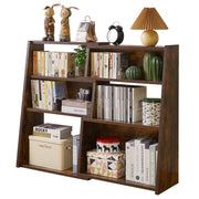 Aibiju Expandable 3-in-1 Convertible Bookcase with Adjustable Width, 4-Tier Modern Storage Organizer, Space-Saving Wooden Bookshelf Rustic Brown YD-BC005H