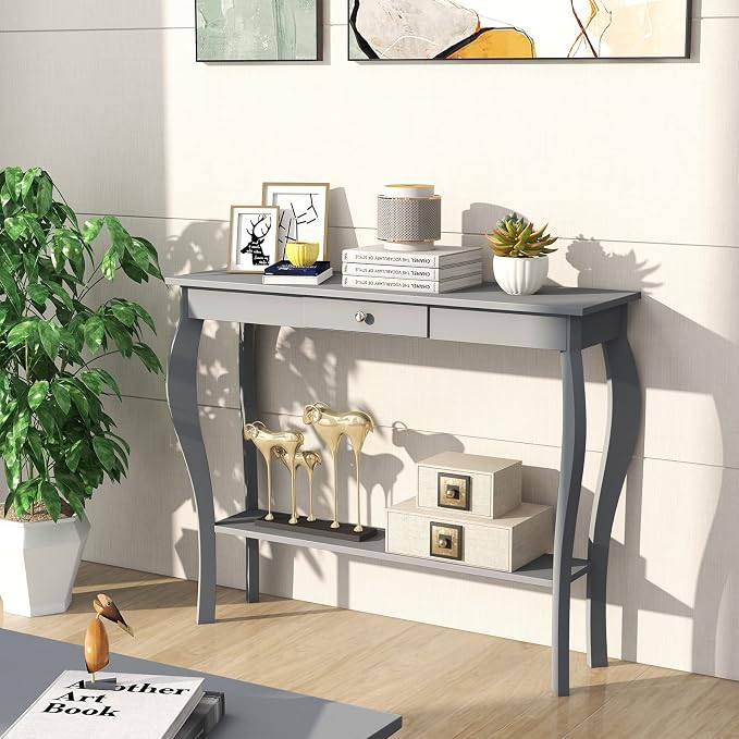 39" Narrow Console Table with Drawer, Espresso