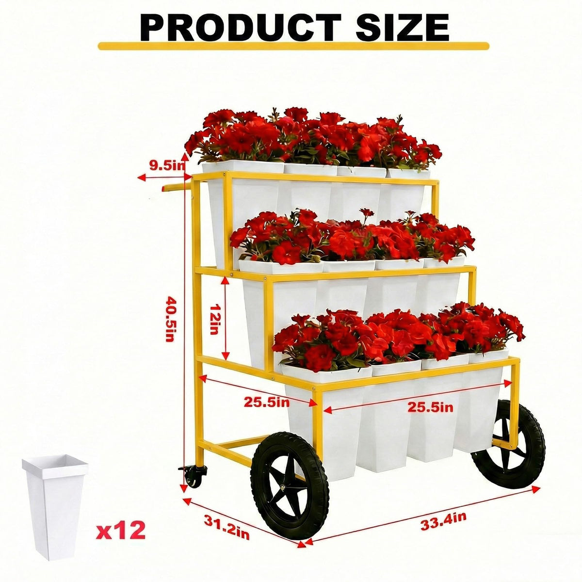 VITNSVILE Gold Mobile Metal Plant Stand, 360 Rolling Flower Rack