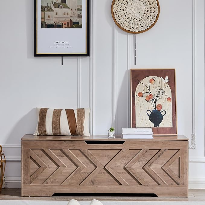 55.1" Storage Bench with Safety Hinges