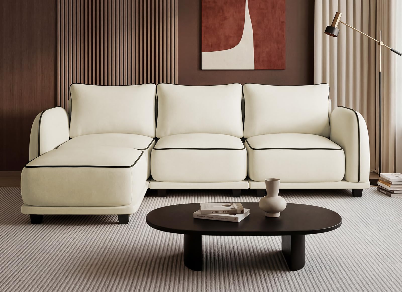 L-Shaped Sectional Sofa with Ottoman