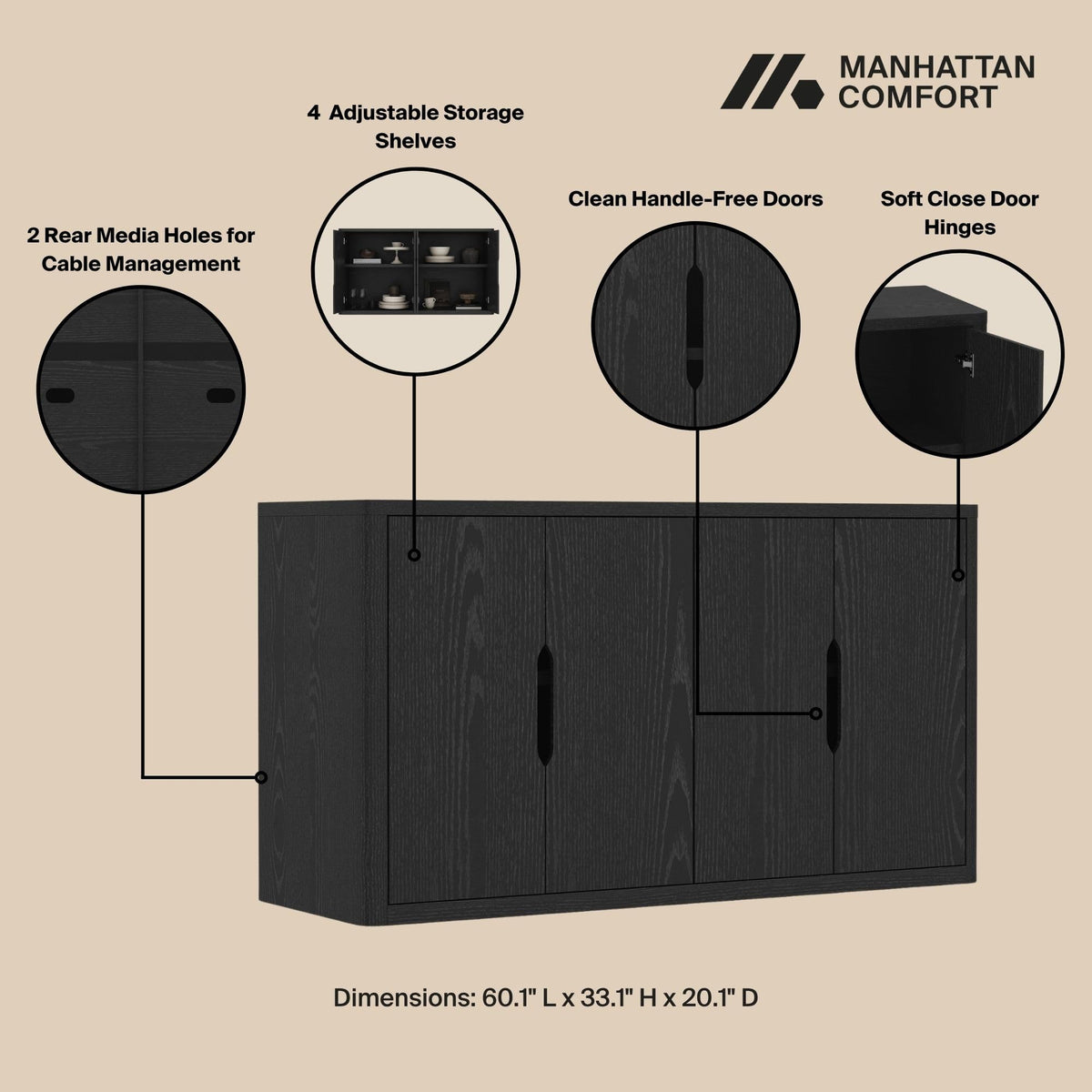 Black Sideboard Buffet Cabinet
