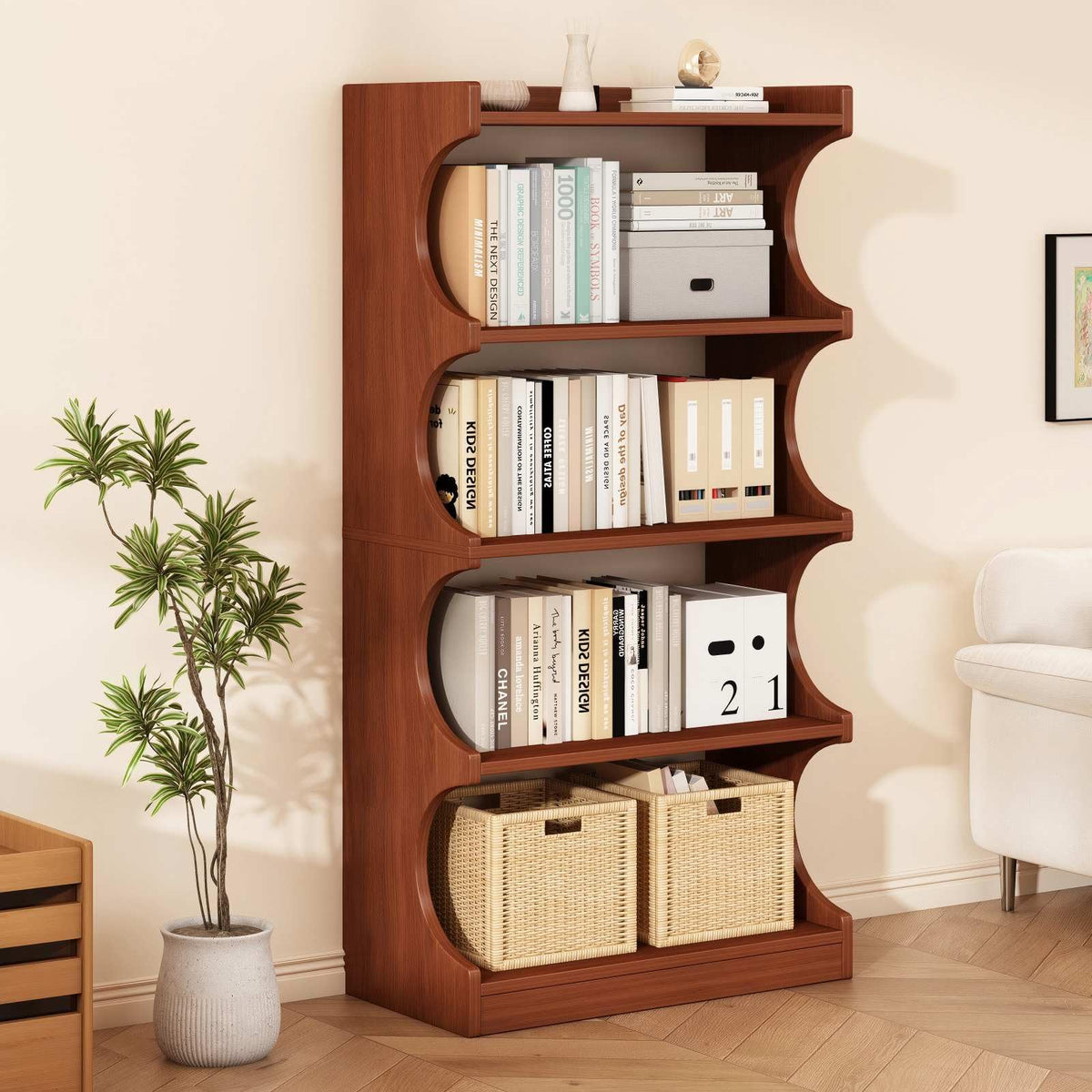 Walnut Arched Bookshelf