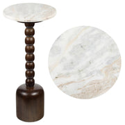 JONATHAN Y Turner 24.5" Round Marble Mango Wood Drink Table, Dark Brown