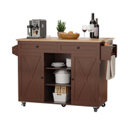 Rolling Kitchen Island Cart with Drop-Leaf & Storage