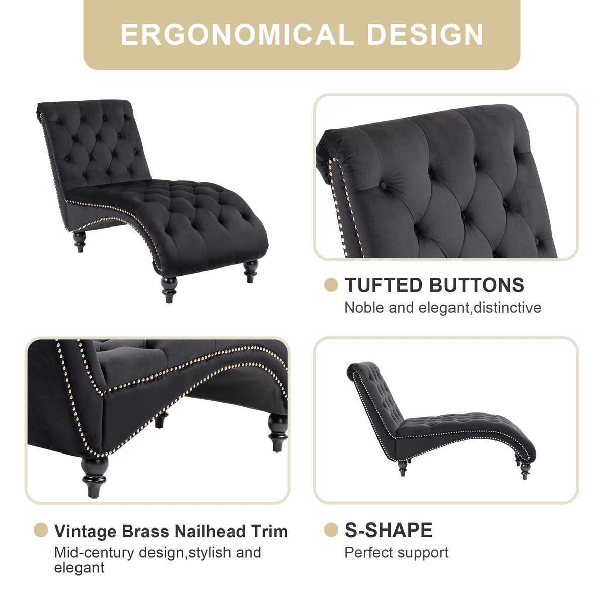 Black Velvet Chaise Lounge