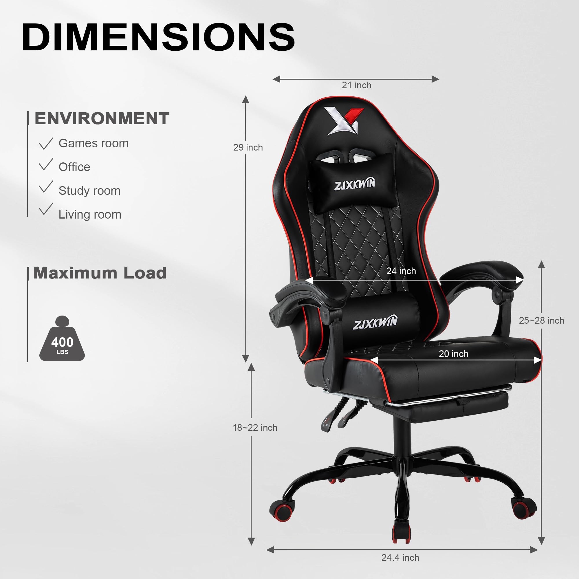 Ergonomic High-Back Gaming Chair with Footrest