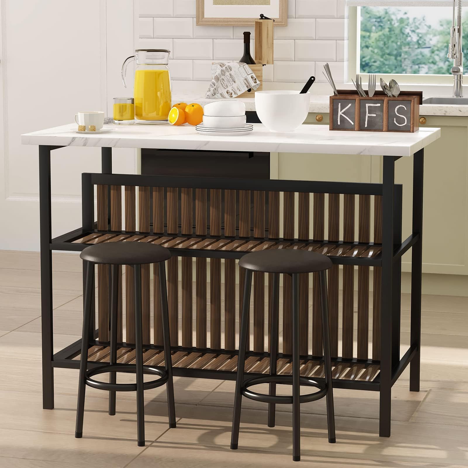 3-Piece Bar Table Set with 2 Stools