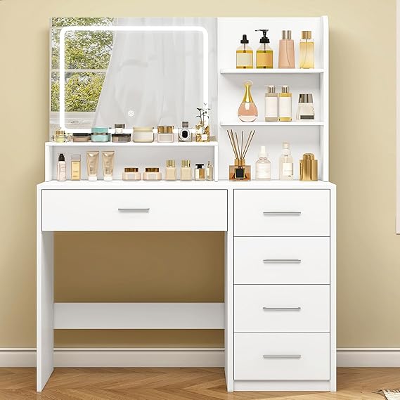 Vanity Desk with Mirror & LED Lights