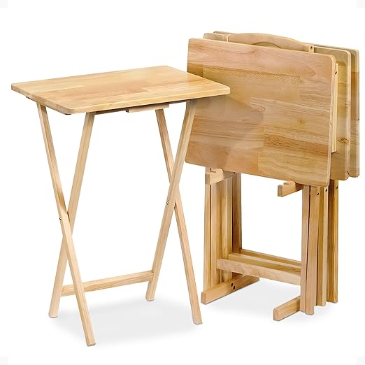 5-Piece Folding TV Tray Table Set with Storage Stand