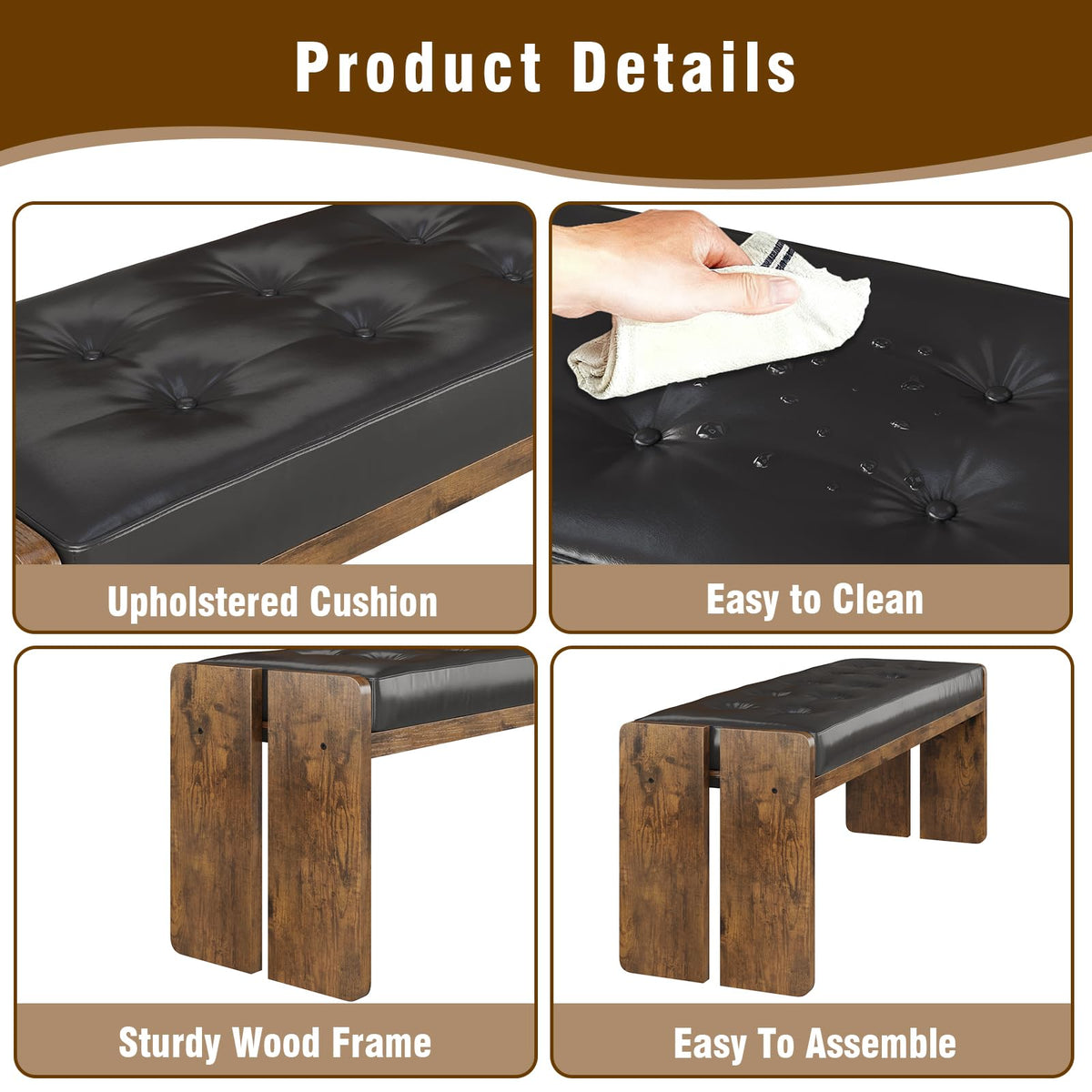 Faux Leather Upholstered Dining Bench