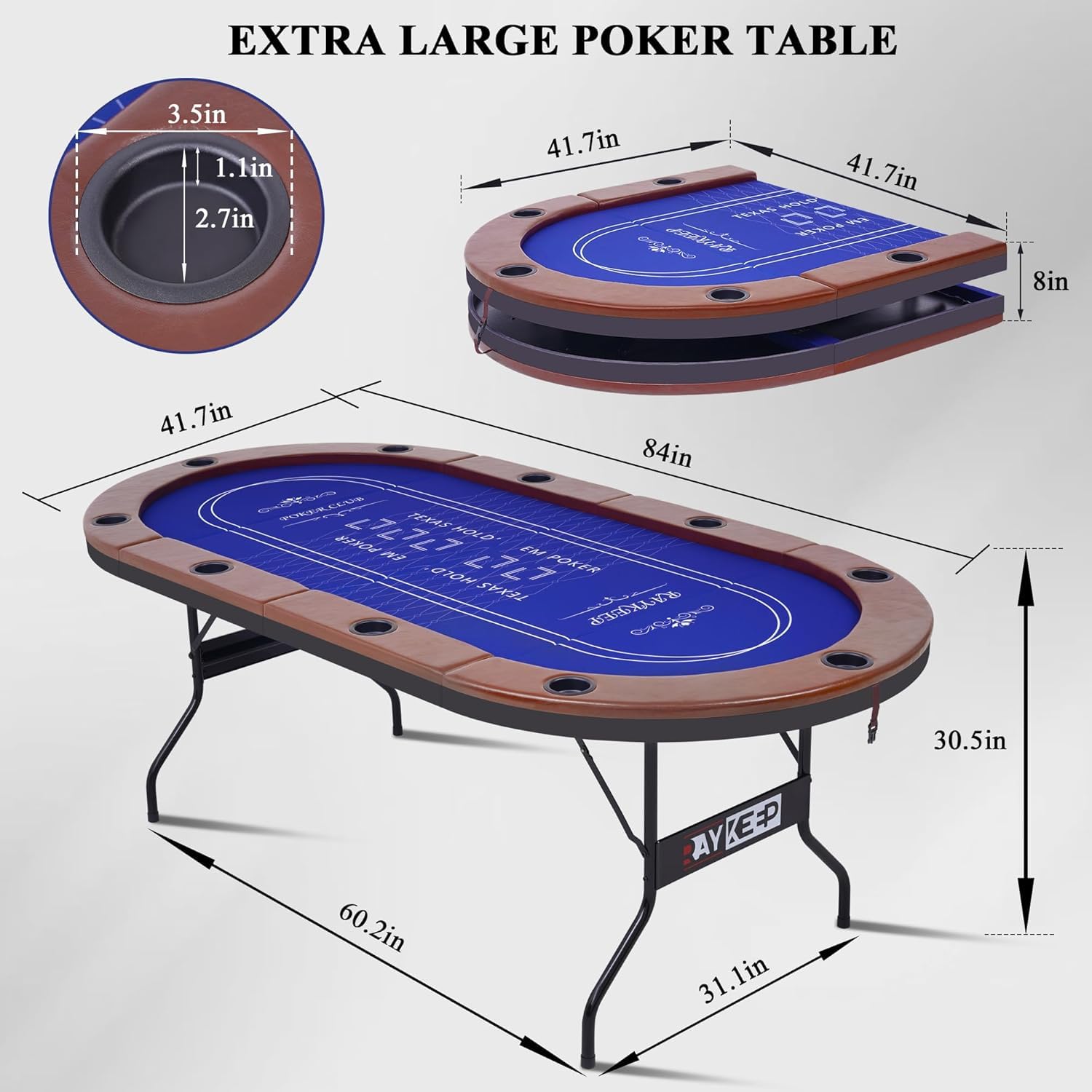Foldable Poker Table for 10 Players