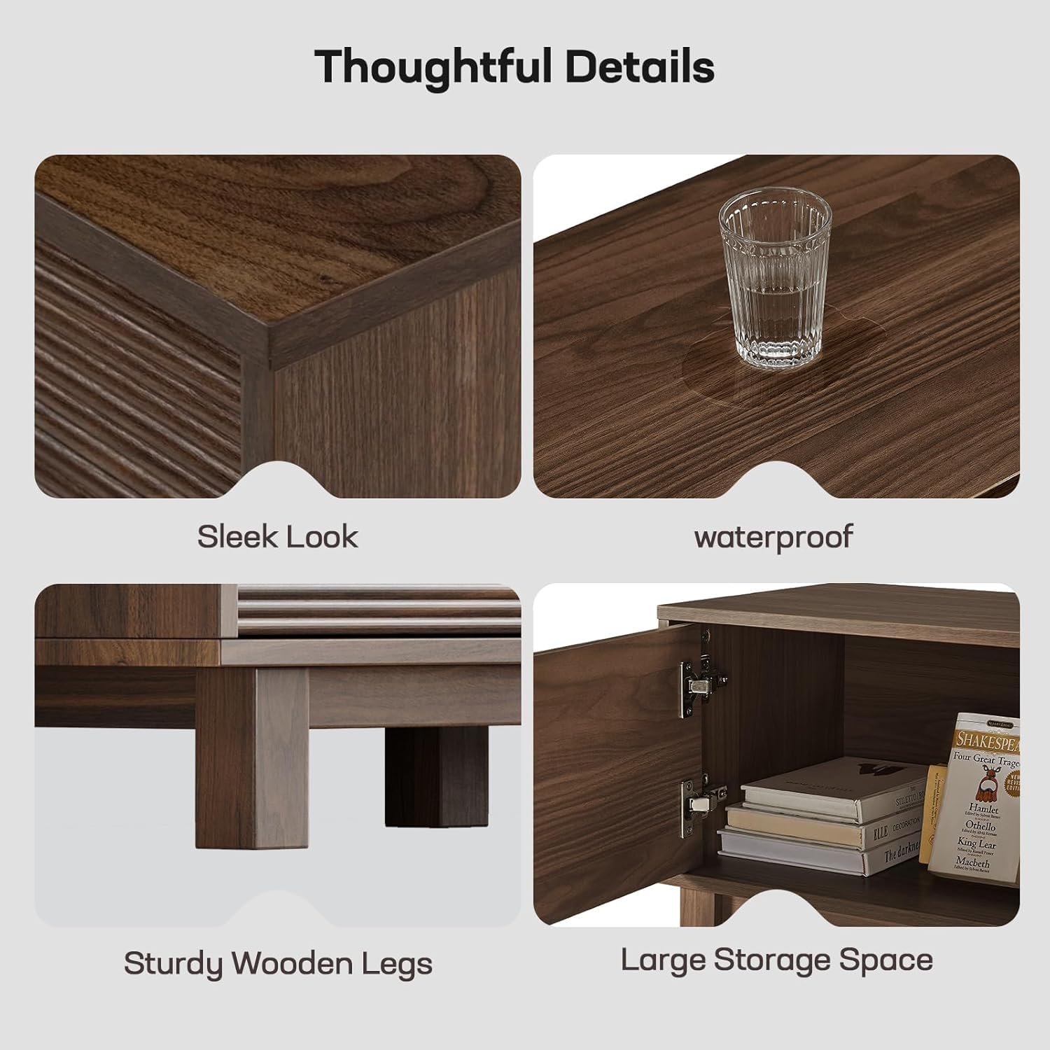 Amada 58" TV Stand for TVs up to 65 Inch, Fluted Entertainment Center with Storage Cabinets and Drawer, Mid Century Modern TV Console for Living Room & Bedroom, Walnut