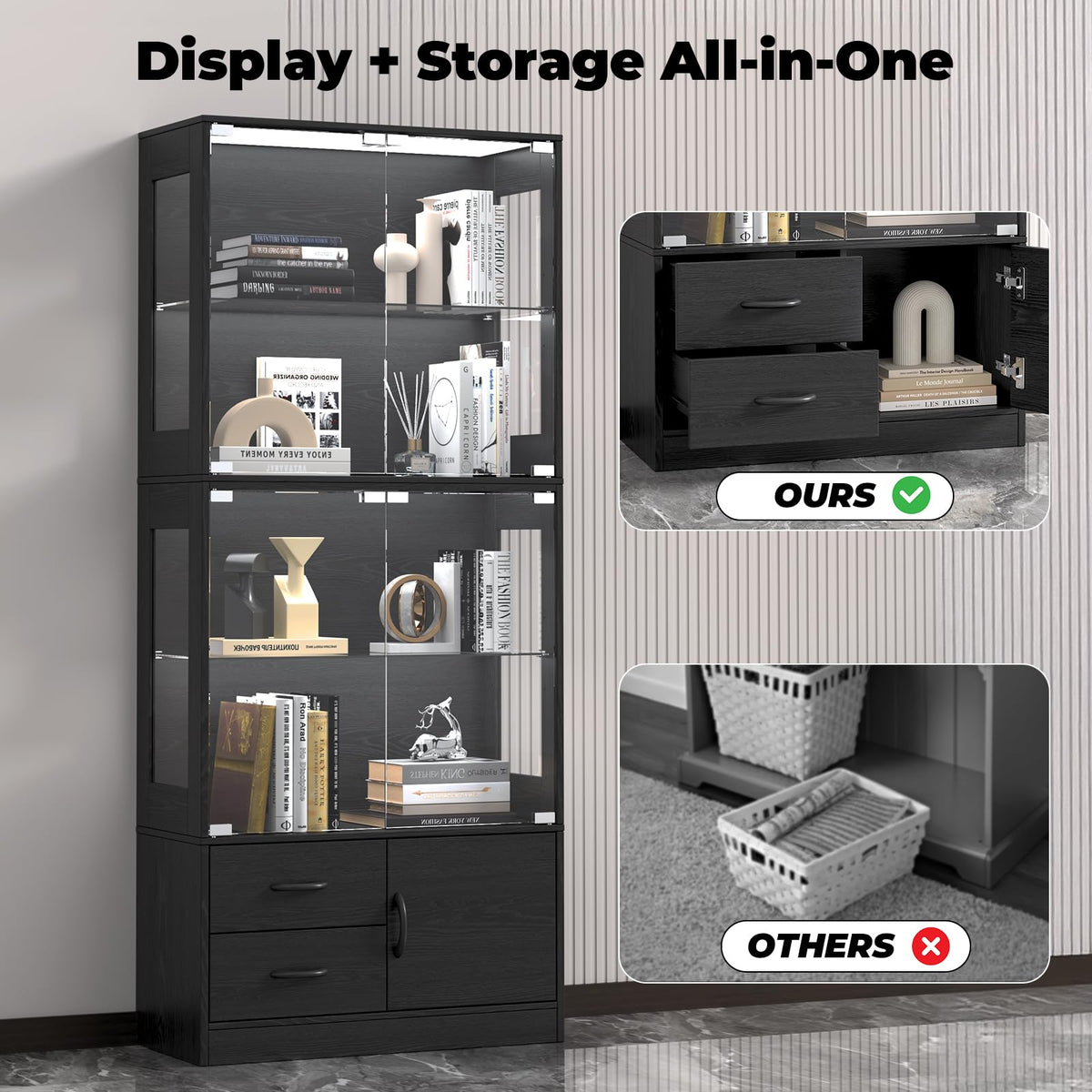 RGB Glass Display Cabinet with Storage