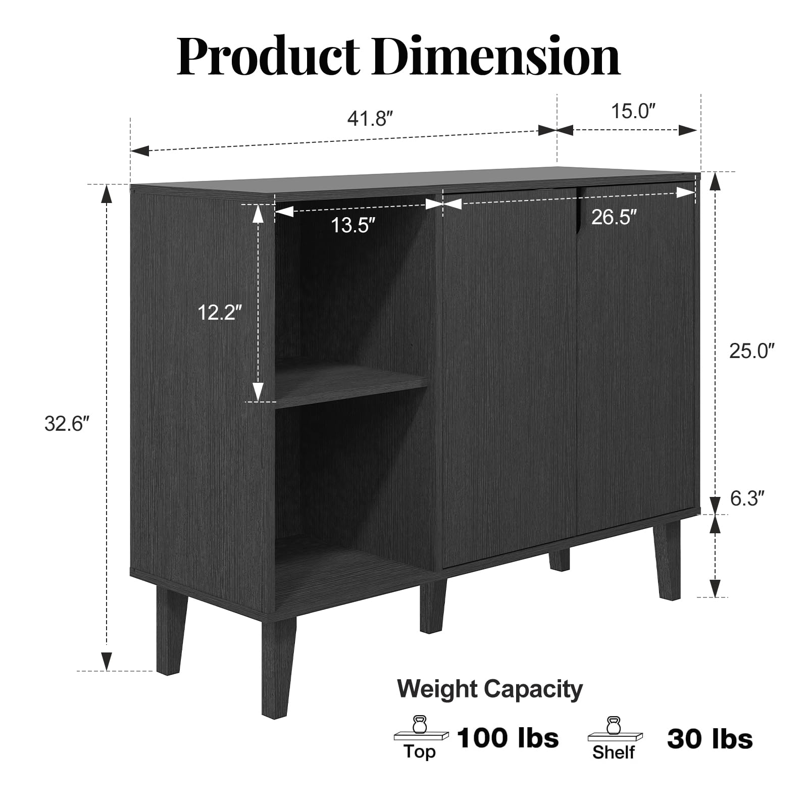 Buffet Cabinet Sideboard with 2 Doors & 2 Shelves