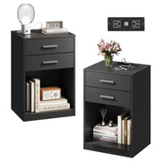 WLIVE Nightstands Set of 2 with Charging Station, Bedside Table with Drawer