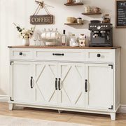 DSNAPE 55" Farmhouse Buffet Cabinet, Coffee Bar Cabinet with Drawers, White
