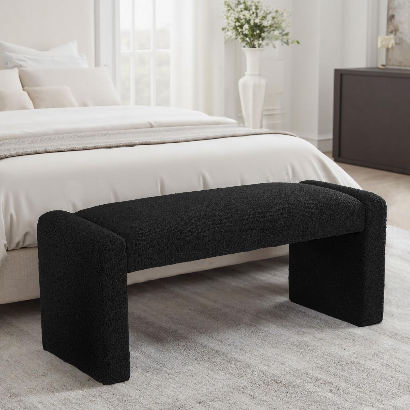 Upholstered Entryway Bench with Solid Wood Frame