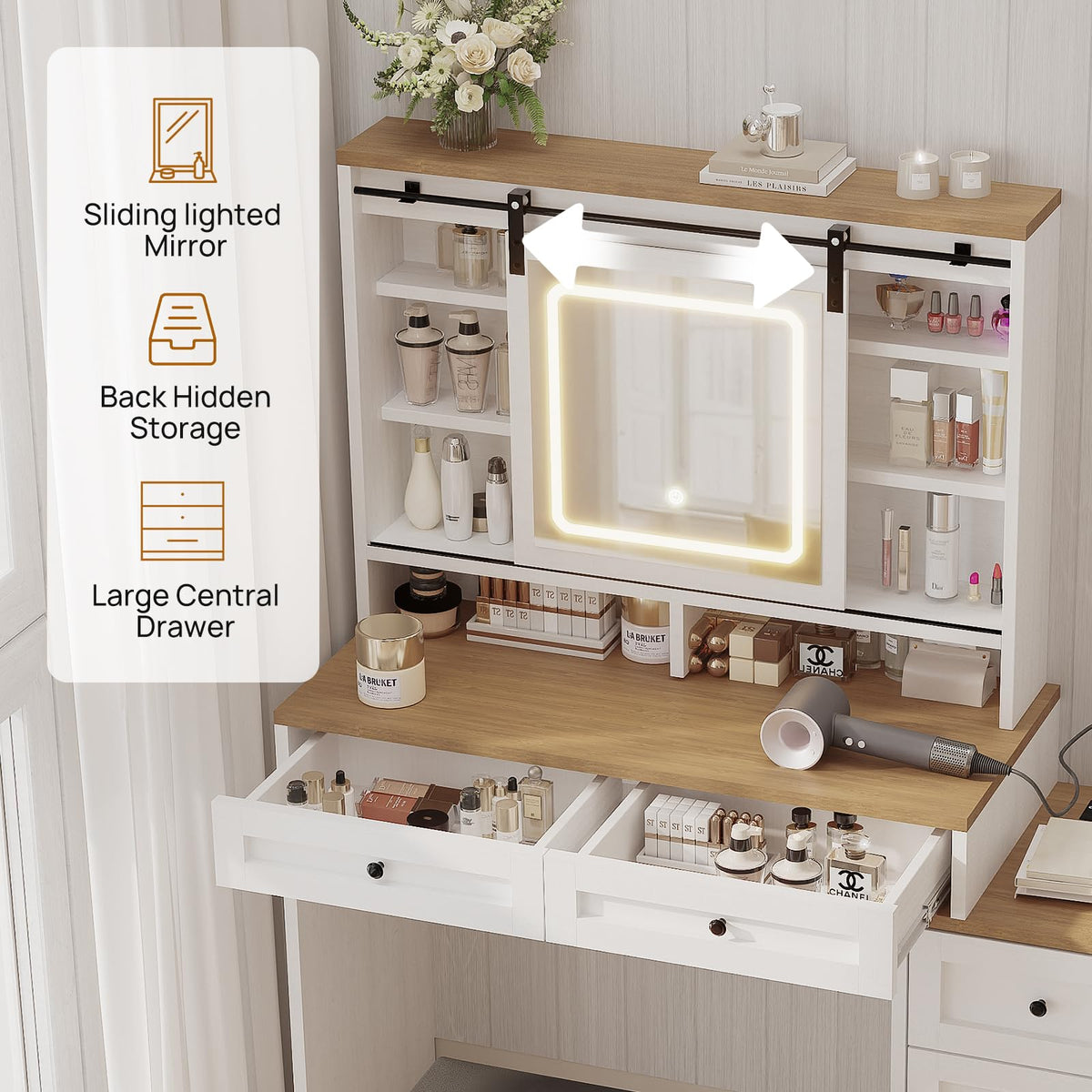 Farmhouse LED Makeup Vanity