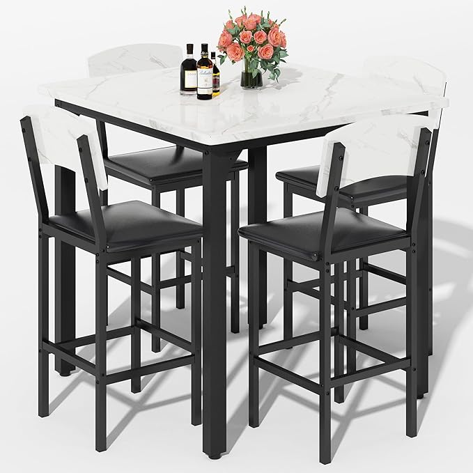 5-Piece Counter Height Dining Table Set with Bar Stools