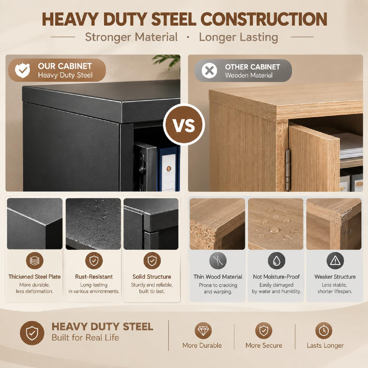 SFTORMAS Metal Storage Cabinet with Locking Doors,Small Office Cabinet