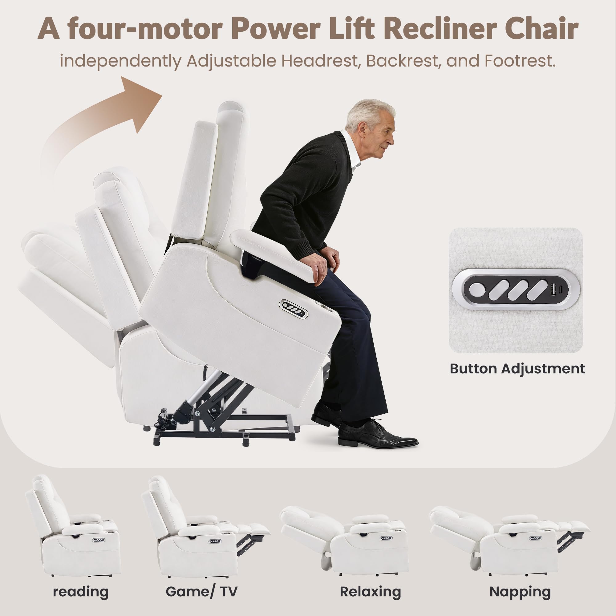 Power Lift Recliner Chair with Massage & Heat