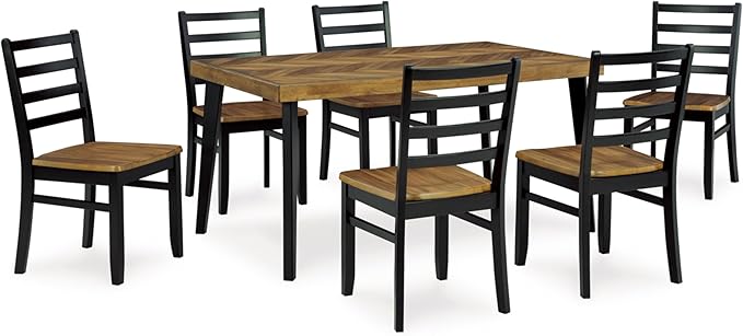 7-Piece Rustic Dining Set with X-Back Upholstered Chairs