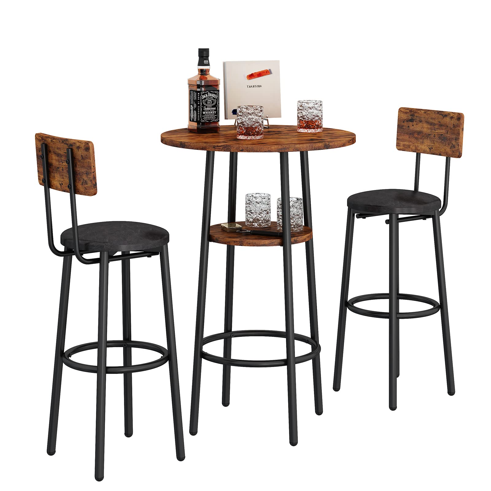 3-Piece Round Bar Table & Chairs Set