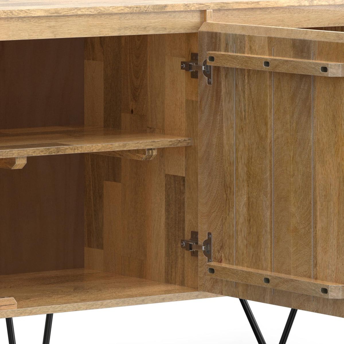 SIMPLIHOME Hunter 60" Wide Solid Mango Wood 3-Door Buffet in Natural