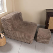 Corduroy Bean Bag Chair with Ottoman Floor Sofa