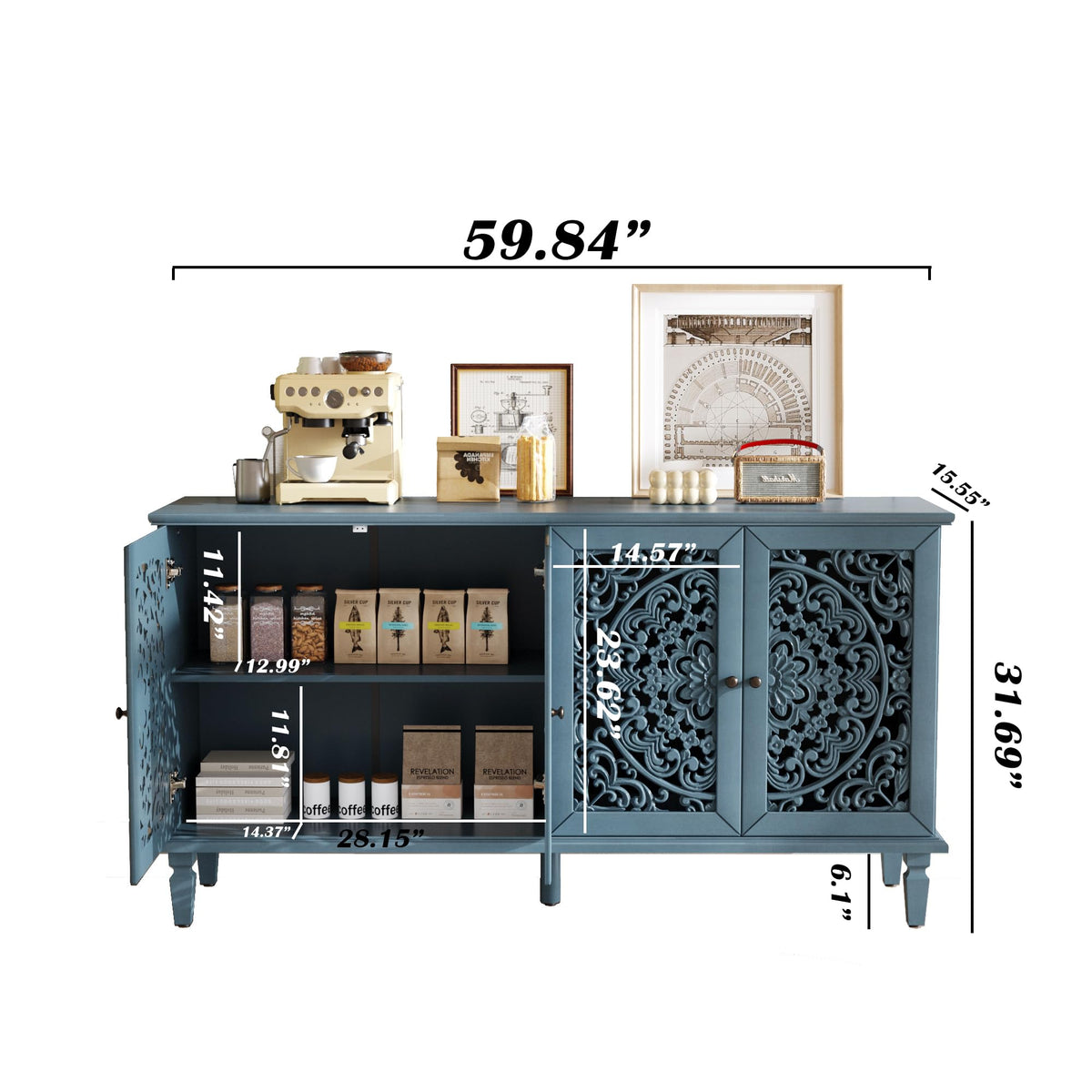 Carved 4-Door Sideboard